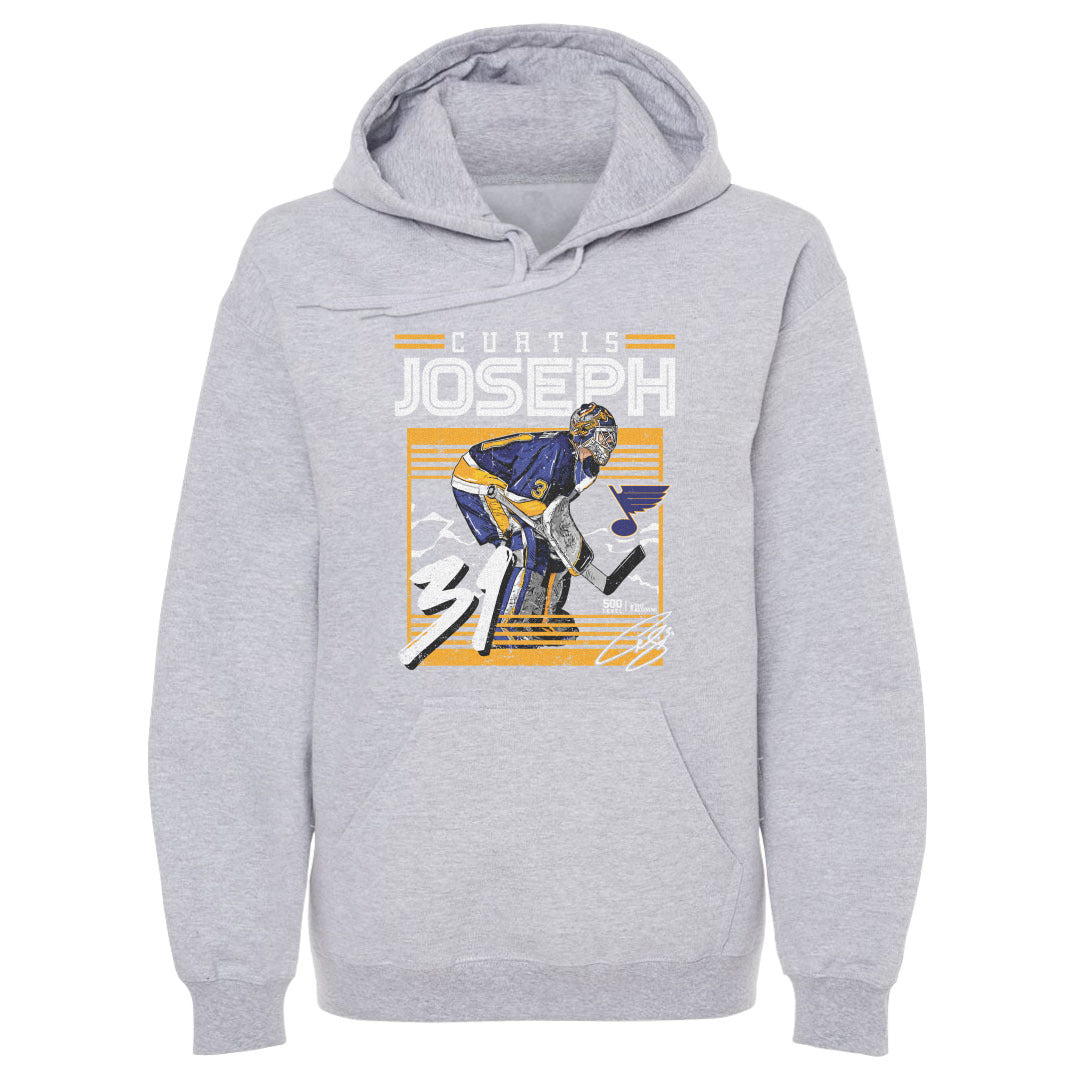 Curtis Joseph St. Louis Blues Frame Hoodie - 2 Colors Men's Hoodie 500 LEVEL Men's Hoodie Gray S