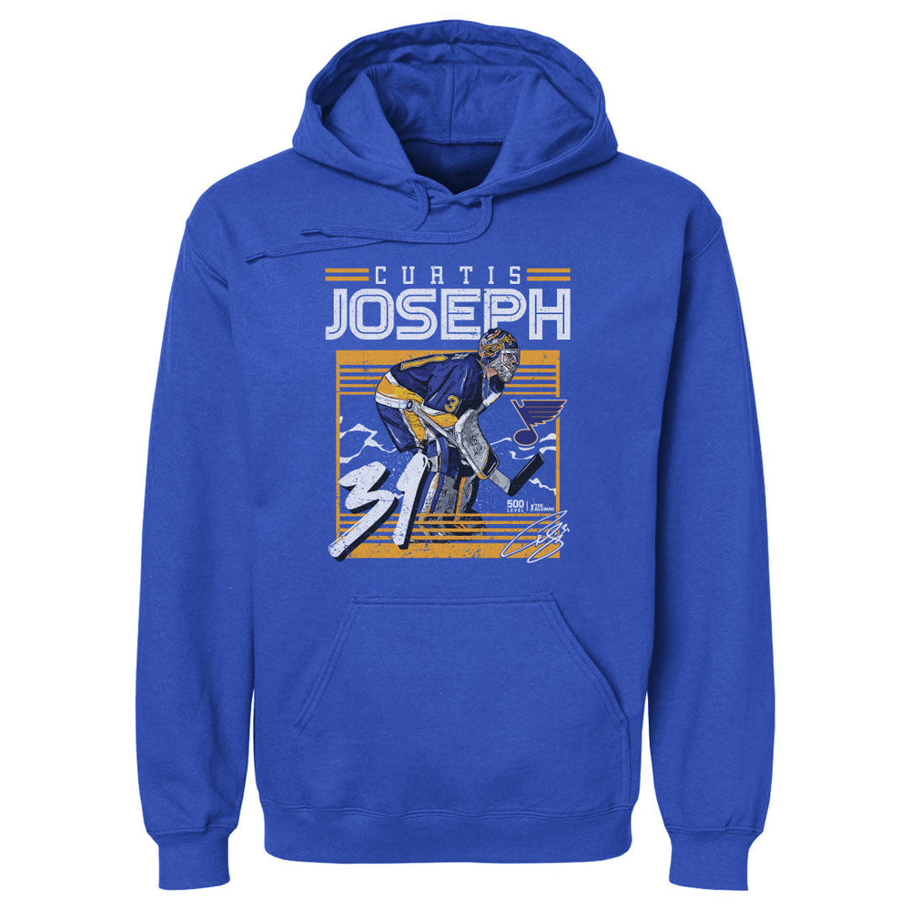 Curtis Joseph St. Louis Blues Frame Hoodie - 2 Colors Men's Hoodie 500 LEVEL Men's Hoodie Royal Blue S