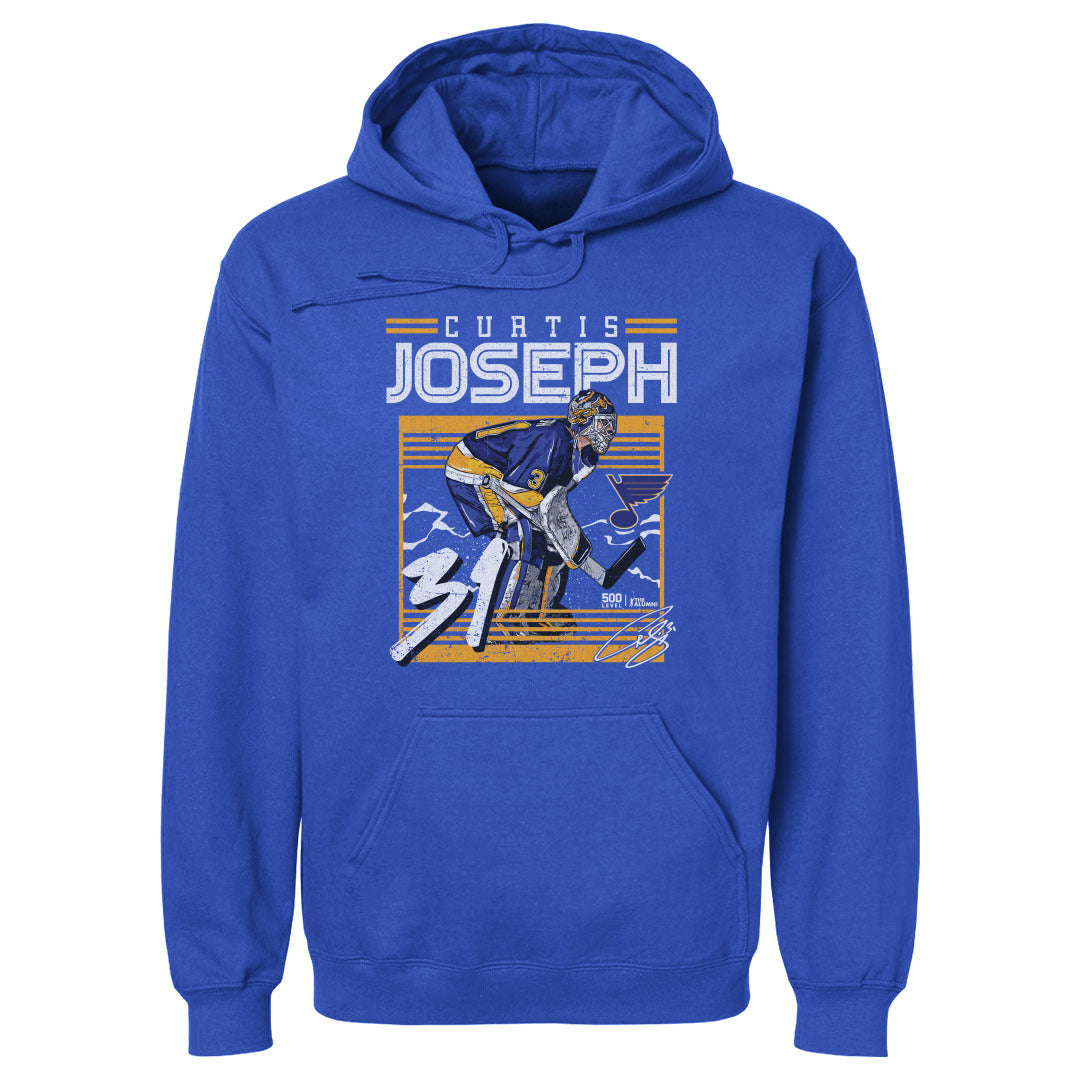 Curtis Joseph St. Louis Blues Frame Hoodie - 2 Colors Men's Hoodie 500 LEVEL Men's Hoodie Royal Blue S