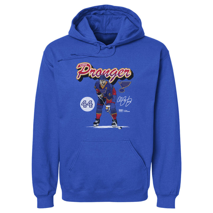 Chris Pronger St. Louis Blues Retro Script Hoodie - 2 Colors Men's Hoodie 500 LEVEL Men's Hoodie Royal Blue S