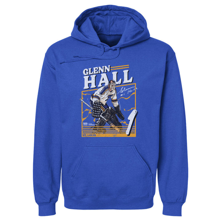 Glenn Hall St Louis Blues Power Hoodie - 2 Colors Men's Hoodie 500 LEVEL Men's Hoodie Royal Blue S