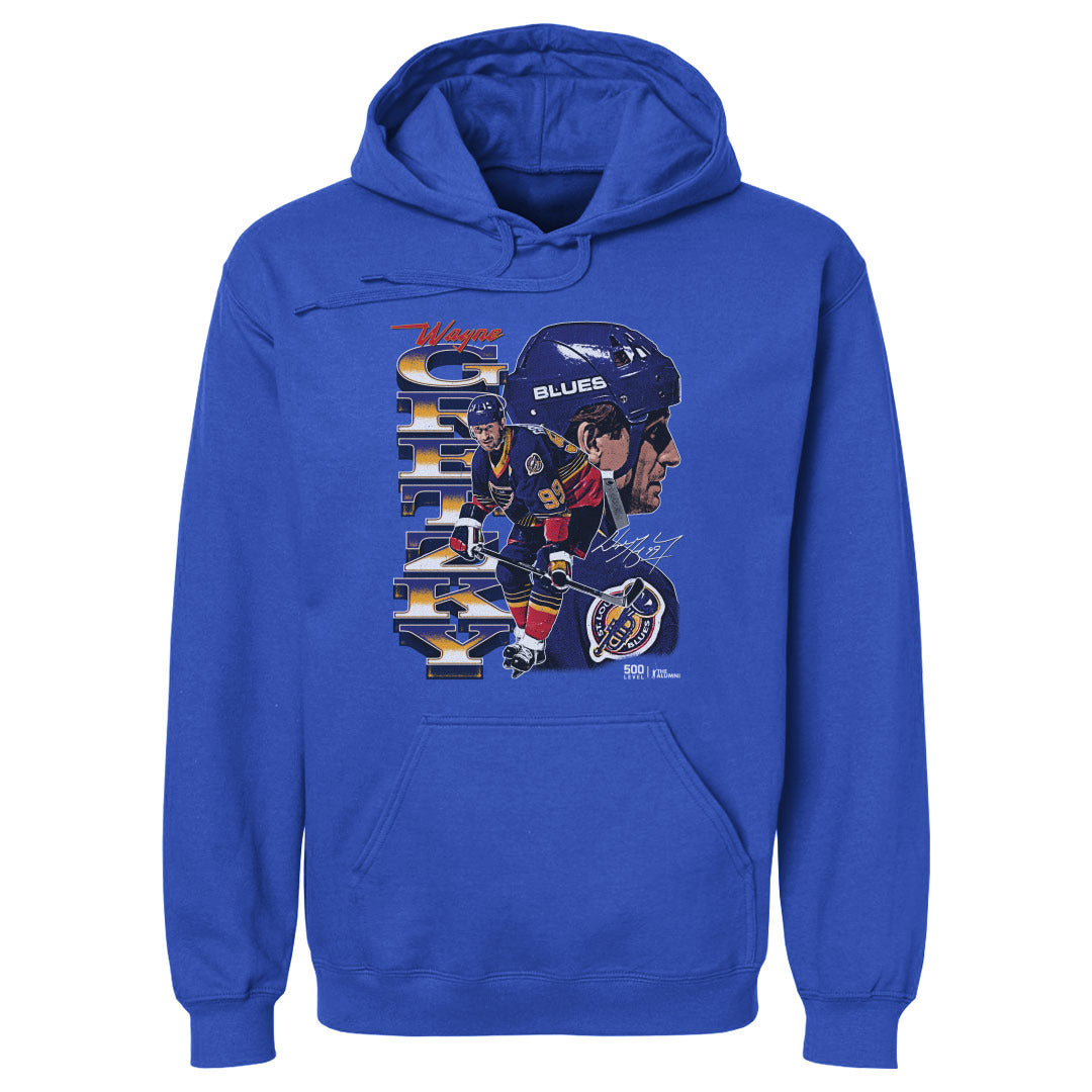 Wayne Gretzky St. Louis Blues Vertical Hoodie - 2 Colors Men's Hoodie 500 LEVEL Men's Hoodie Royal Blue S