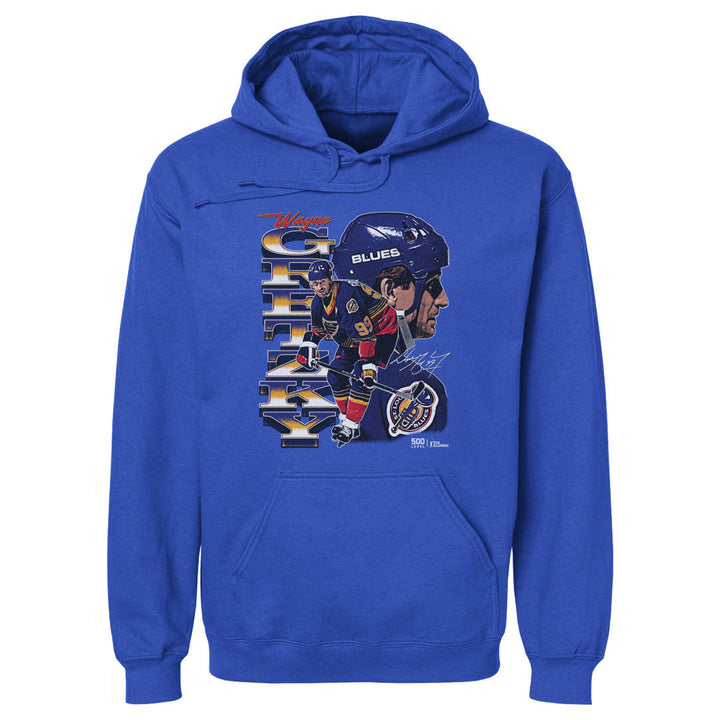 Wayne Gretzky St. Louis Blues Vertical Hoodie - 2 Colors Men's Hoodie 500 LEVEL Men's Hoodie Royal Blue S