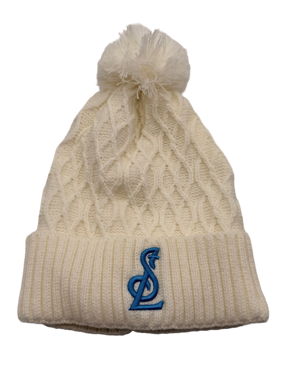 STL CHUNKY POM KNIT ARENA EXCLUSIVE - WHITE/BLUE Knit STL Authentics
