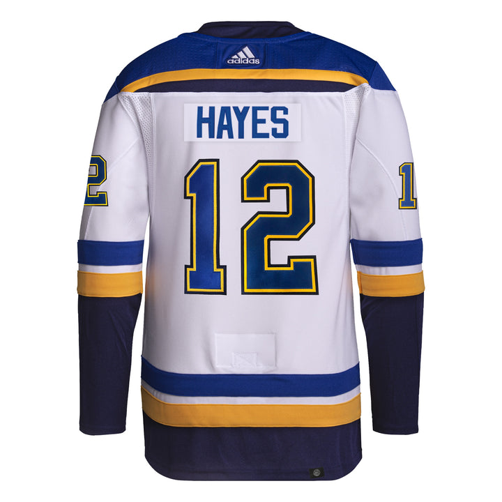 ST. LOUIS BLUES ADIDAS AUTHENTIC PRO-STITCH KEVIN HAYES ROAD JERSEY - WHITE