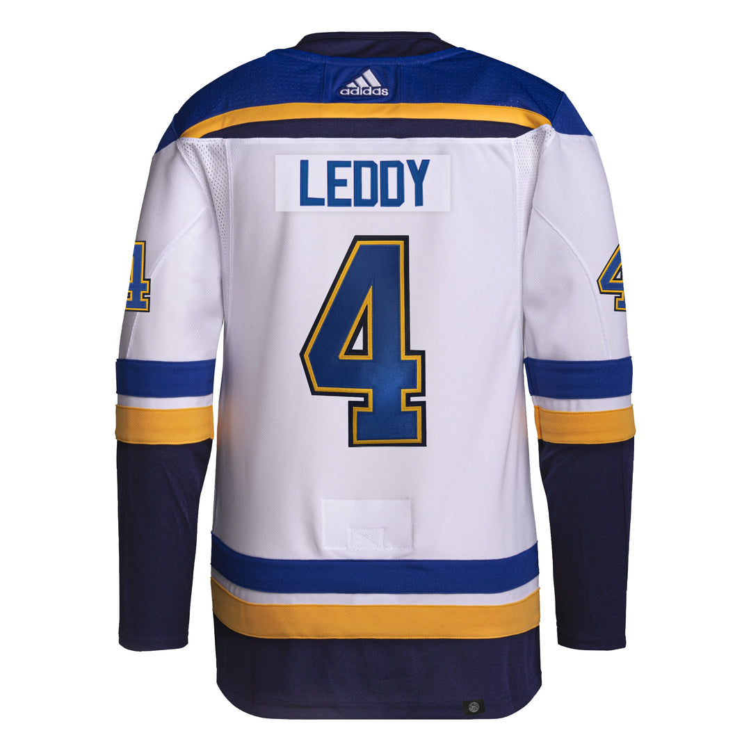 ST. LOUIS BLUES ADIDAS AUTHENTIC PRO-STITCH LEDDY #4 ROAD JERSEY - WHITE Jersey adidas   