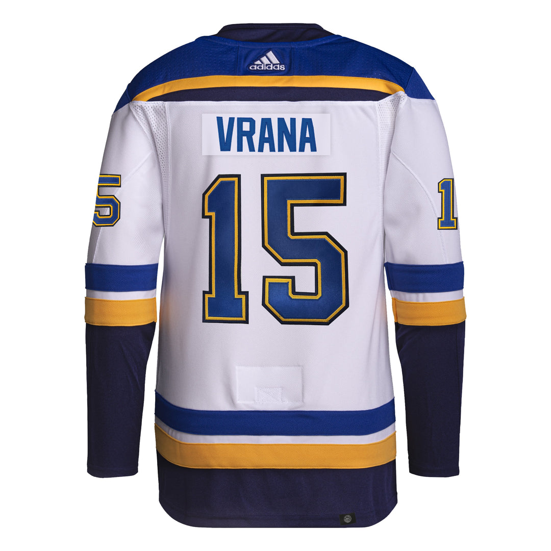 ST. LOUIS BLUES ADIDAS AUTHENTIC PRO-STITCH VRANA #15 ROAD JERSEY - WHITE Jersey adidas   