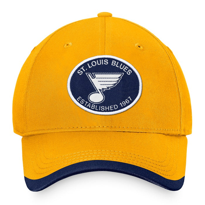 ST. LOUIS BLUES FANATICS OVAL PATCH SNAPBACK - GOLD/NAVY Hat Fanatics   