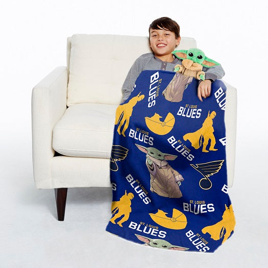 ST. LOUIS BLUES BABY YODA HUGGER FLEECE BLANKET Novelties STL Authentics   