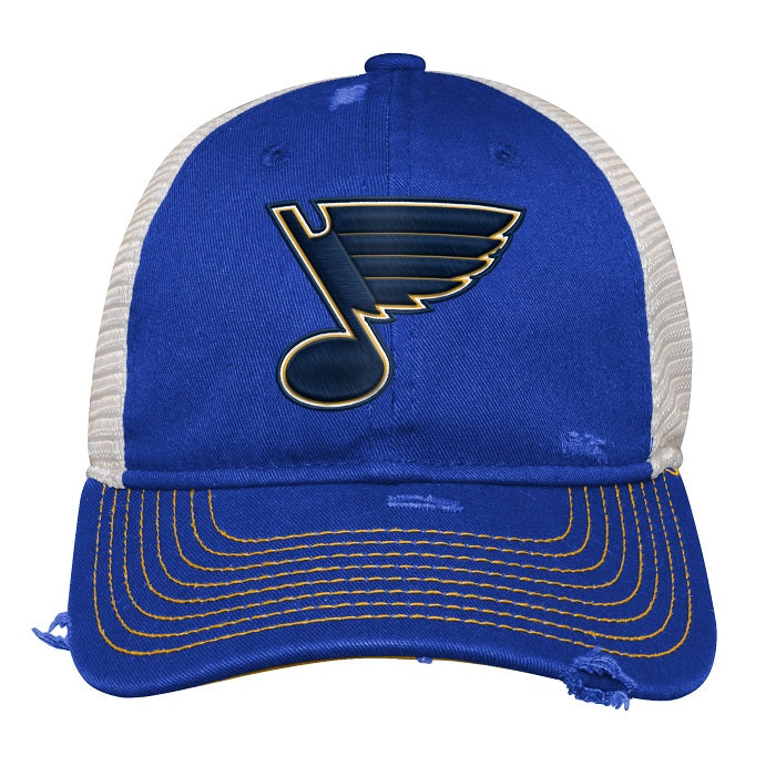 ST. LOUIS BLUES OUTERSTUFF YOUTH NOTE MESH SNAPBACK - ROYAL/WHITE