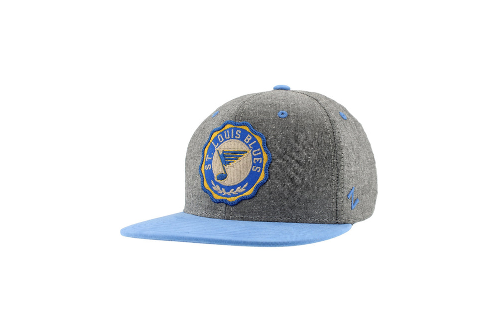 ST. LOUIS BLUES ZEPHYR HERITAGE RESEAL SNAPBACK HAT- GREY/AFB Hat Zephyr   
