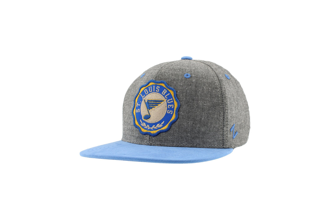 ST. LOUIS BLUES ZEPHYR HERITAGE RESEAL SNAPBACK HAT- GREY/AFB Hat Zephyr   