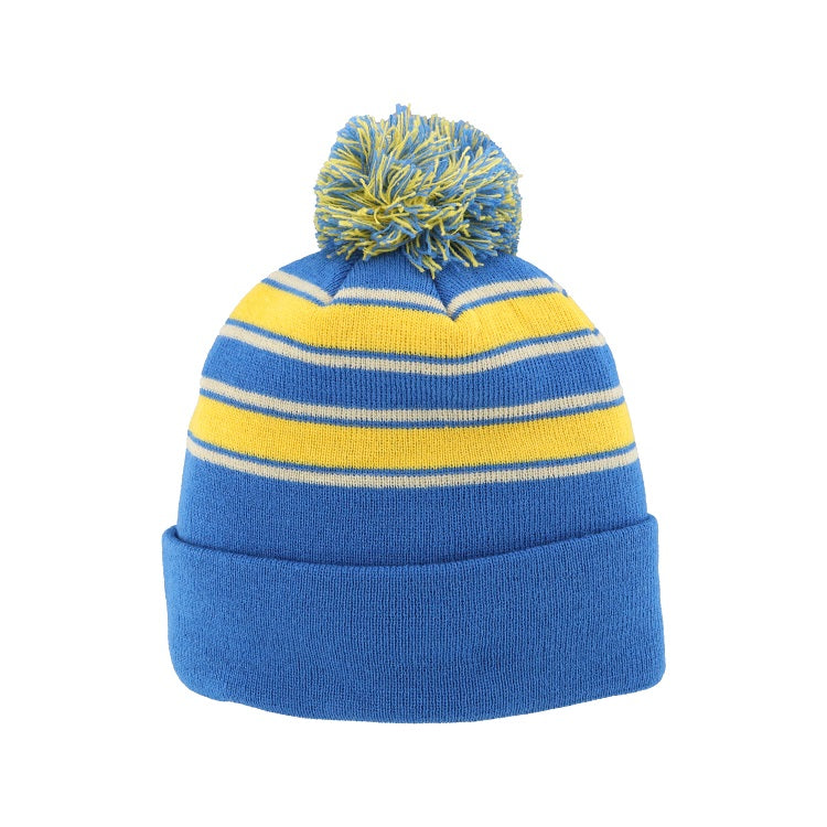 ST. LOUIS BLUES HERITAGE ZEPHYR STRIPED CUFFED POM KNIT- AIR FORCE BLUE