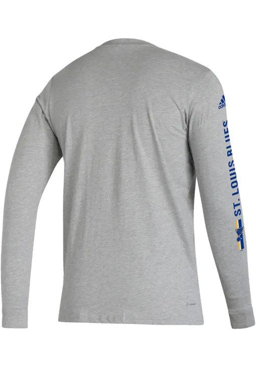 ST. LOUIS BLUES ADIDAS LONG SLEEVE RIGHT WINGER TEE - GREY