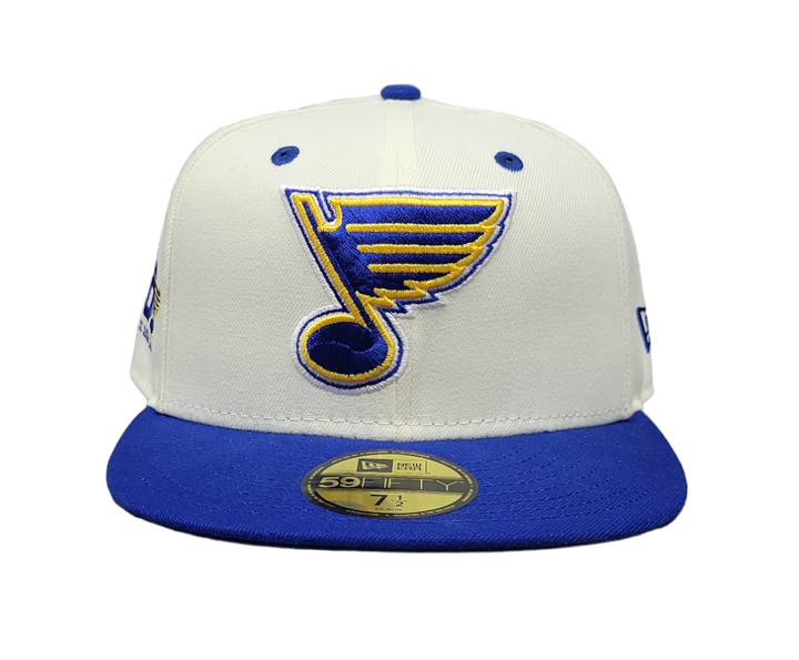 ST. LOUIS BLUES NEW ERA 5950 WHITE CHROME FITTED HAT - ROYAL