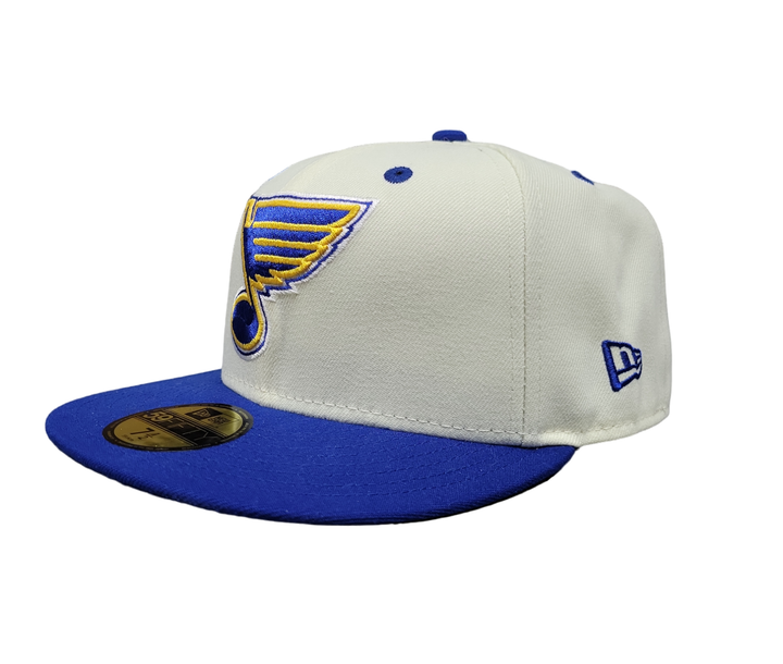 ST. LOUIS BLUES NEW ERA 5950 WHITE CHROME FITTED HAT - ROYAL