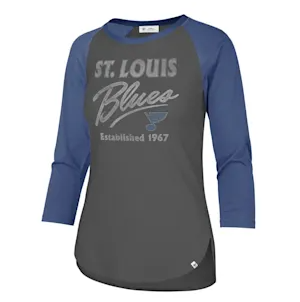 ST. LOUIS BLUES WOMEN'S ’47 HIGH RISE FRANKIE RAGLAN TEE - GREY/BLUE