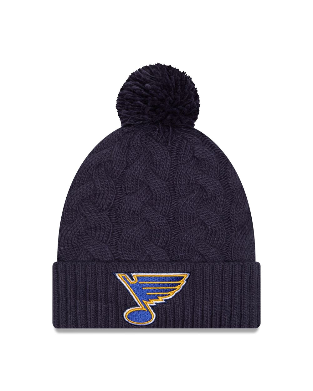 ST. LOUIS BLUES NEW ERA LADIES NOTE CABLED POM KNIT - NAVY Knit New Era   