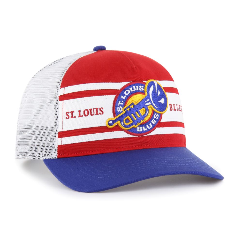 ST. LOUIS BLUES '47 TRUMPET DOUBLEHEADER MESH SNAPBACK - MULTI Hat '47 Brand