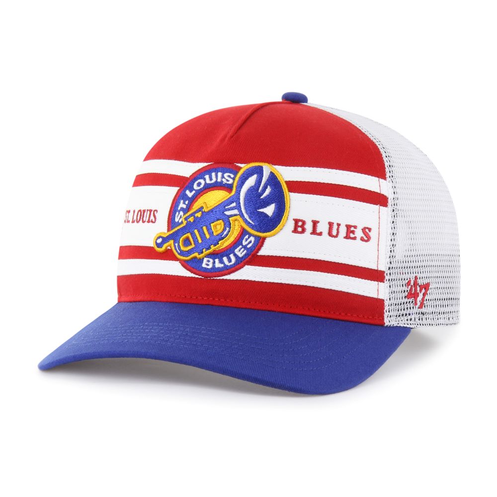 ST. LOUIS BLUES '47 TRUMPET DOUBLEHEADER MESH SNAPBACK - MULTI Hat '47 Brand