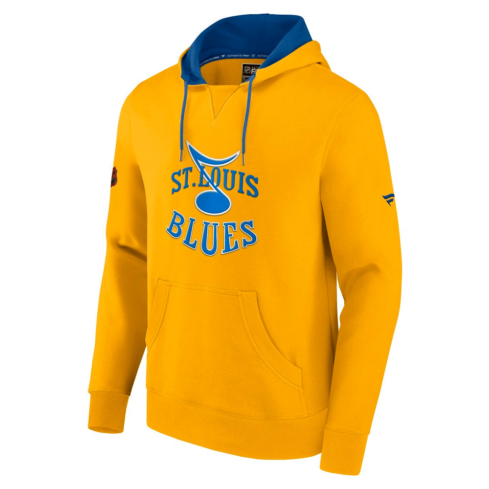 St Louis Blues Hoodie Boys Extra Large Yellow Logo Print Pullover Sweatshirt  NHL