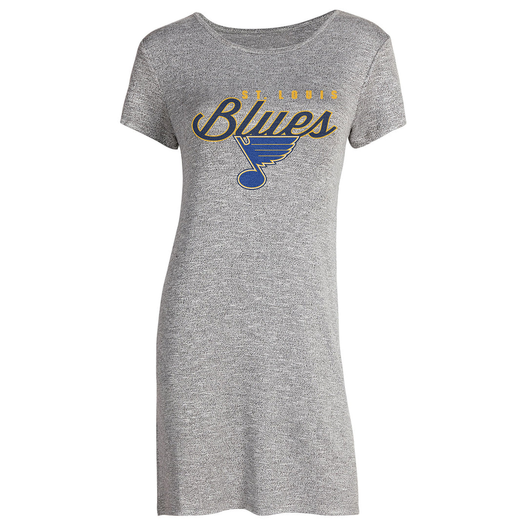 St. Louis Blues Concepts Sport Womens Long Night Shirt - Heather Grey - STL Authentics