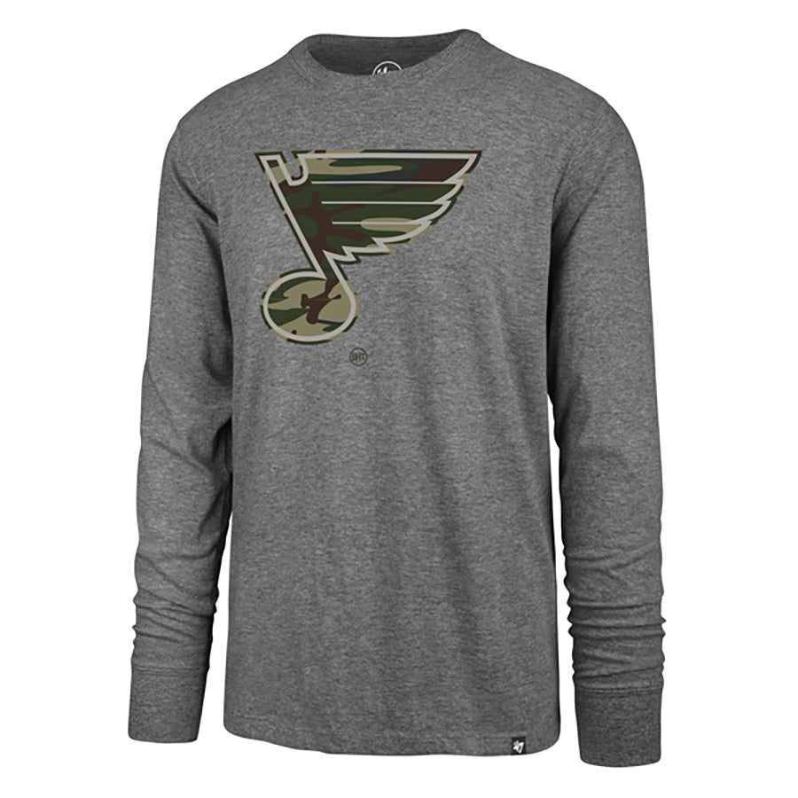 St. Louis Blues '47 Brand OHT Veterans Day Camo Note Long Sleeve Tee - Grey - STL Authentics