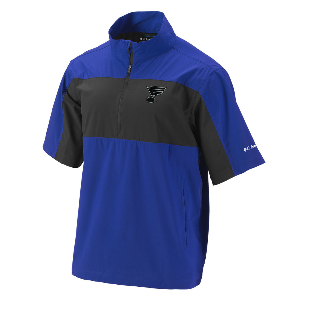 St. Louis Blues Columbia Early Riser Short Sleeve 1/4 Zip Windbreaker - Blue - STL Authentics