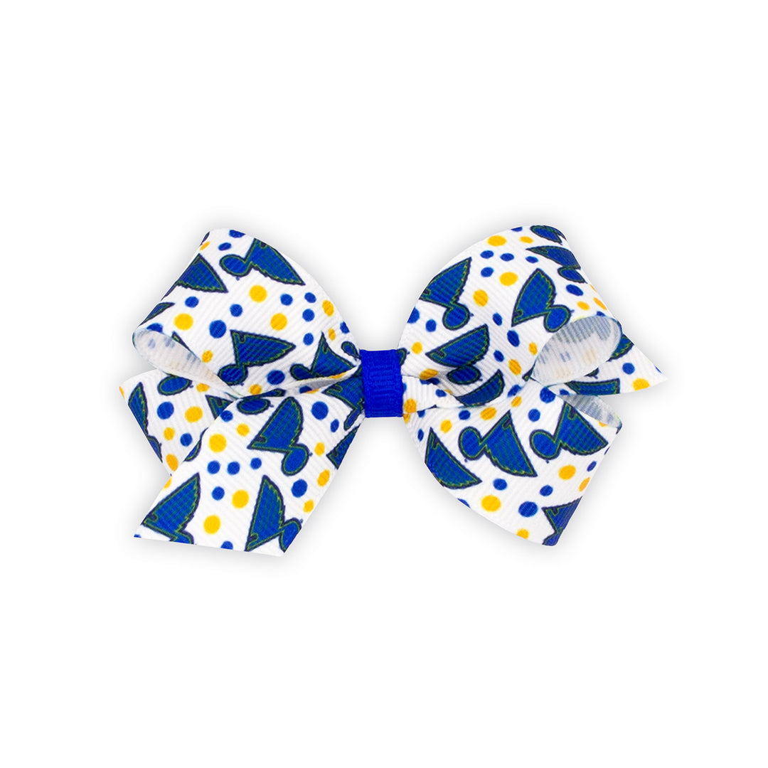 St. Louis Blues Wee Ones Logo and Dot Print Mini Bow - STL Authentics