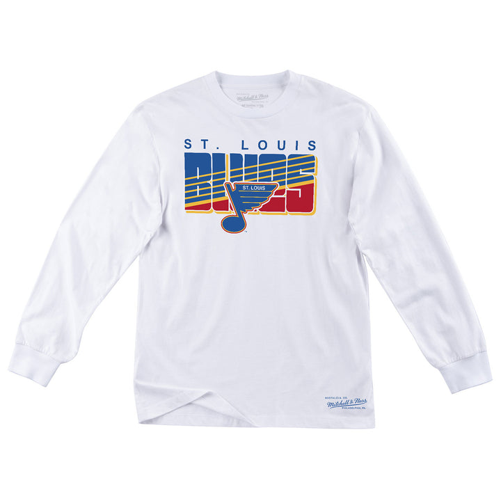 St. Louis Blues Mitchell & Ness Retro Block Striped Long Sleeve Tee - White Long Sleeve Mitchell & Ness   