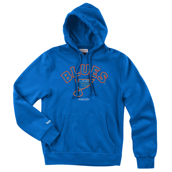 St. Louis Blues Mitchell & Ness Vintage Retro Wordmark Fleece Hoodie - Royal Outerwear Mitchell & Ness   
