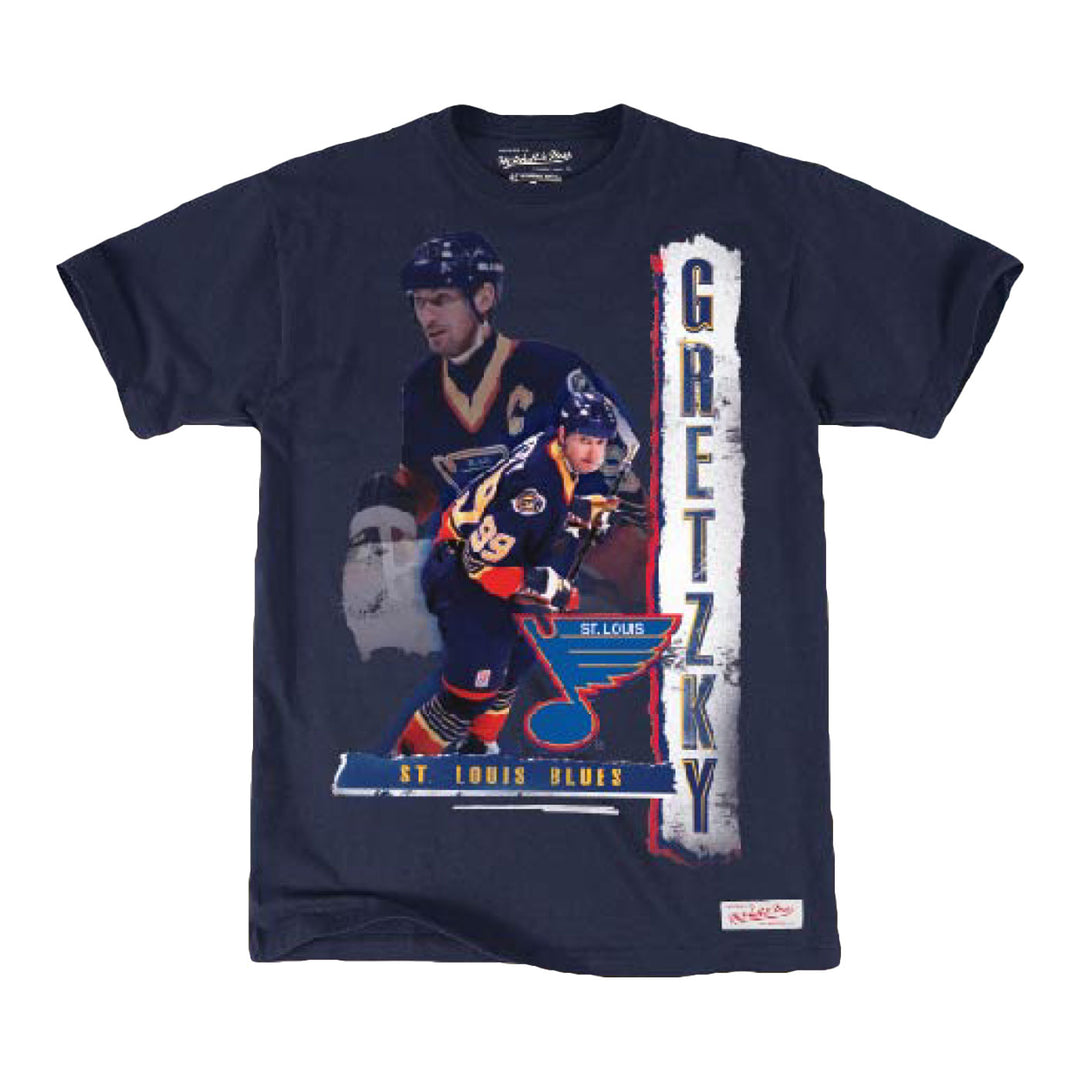 St. Louis Blues Mitchell & Ness Retro Gretzky Tee - Navy - STL Authentics