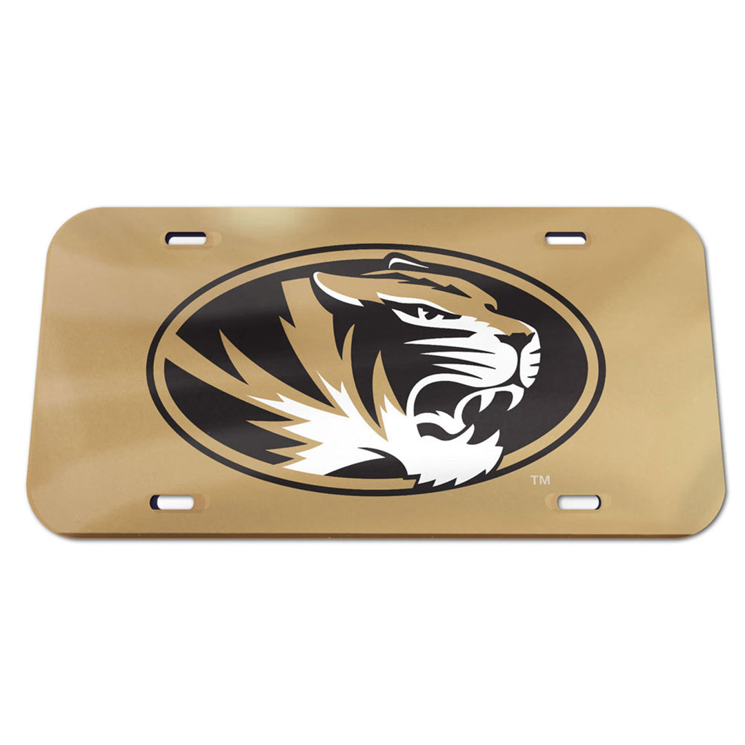 University of Missouri WinCraft Crystal Mirror Novelty License Plate - Gold - STL Authentics