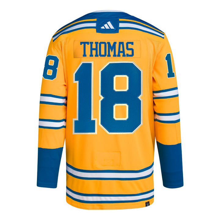 ST. LOUIS BLUES ADIDAS AUTHENTIC REVERSE RETRO THOMAS 18 HEAT PRESS JERSEY