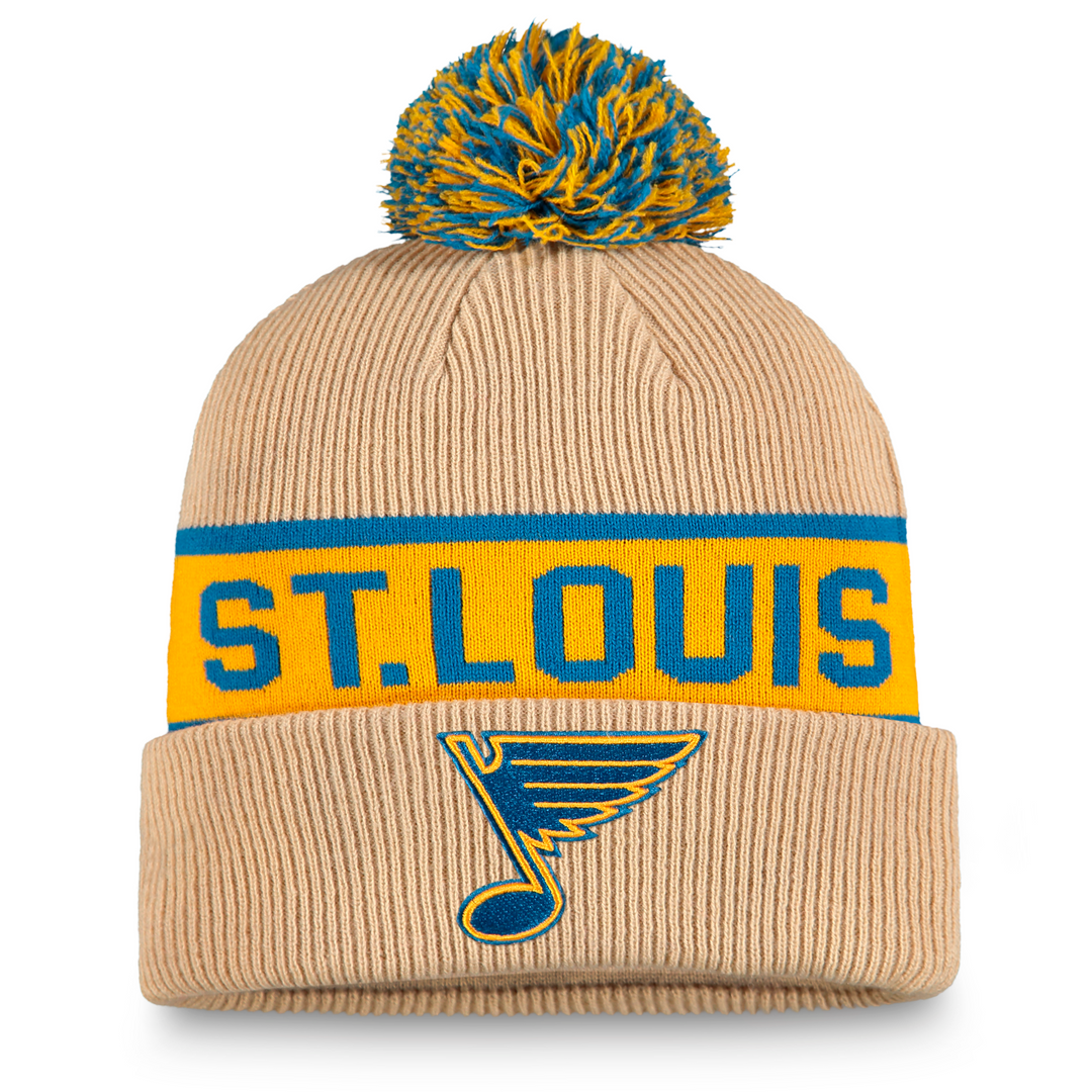 St Louis Blues Grey Holiday Cuff Pom Mens Knit Hat