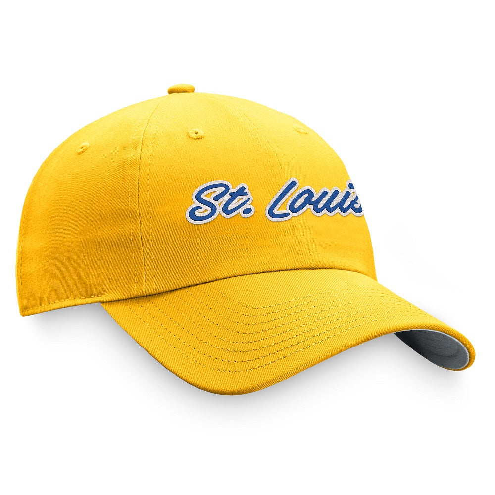 ST. LOUIS BLUES FANATICS WOMENS SCRIPT HAT - YELLOW