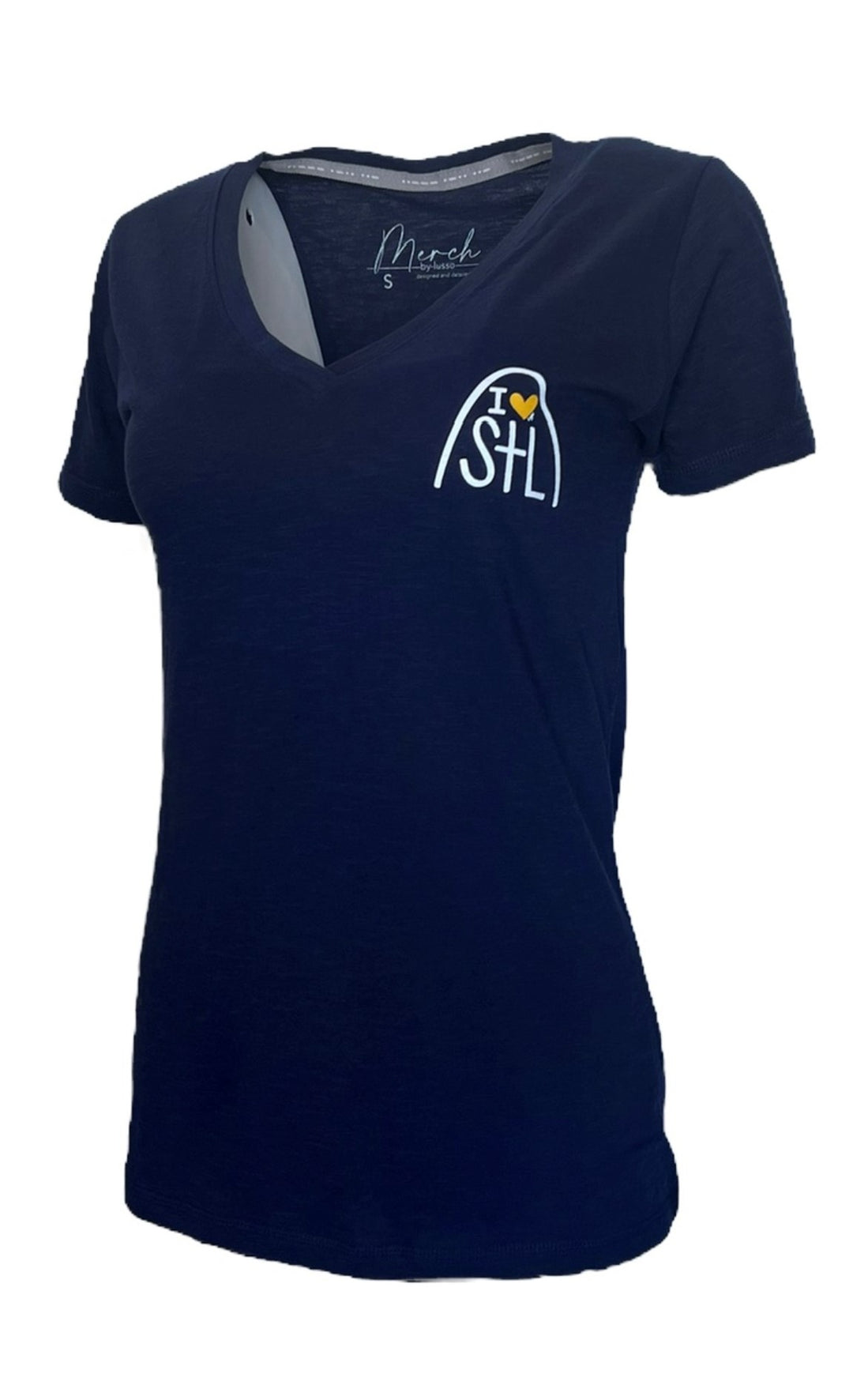 ST. LOUIS BLUES EMILY STAHL HEART ARCH TEE  Lusso   