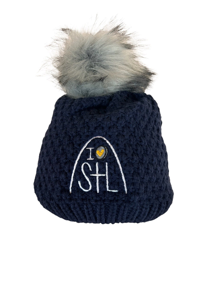 ST. LOUIS BLUES EMILY STAHL ARCH POM KNIT