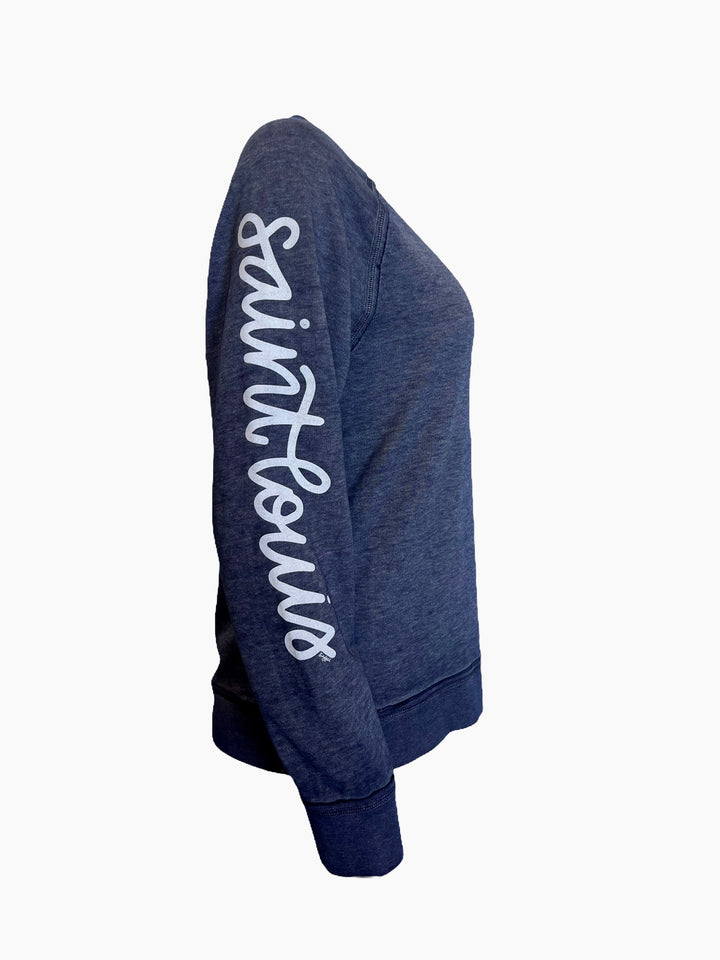 ST. LOUIS BLUES EMILY STAHL SCRIPTY NOTE CREW - BLUE  Lusso   