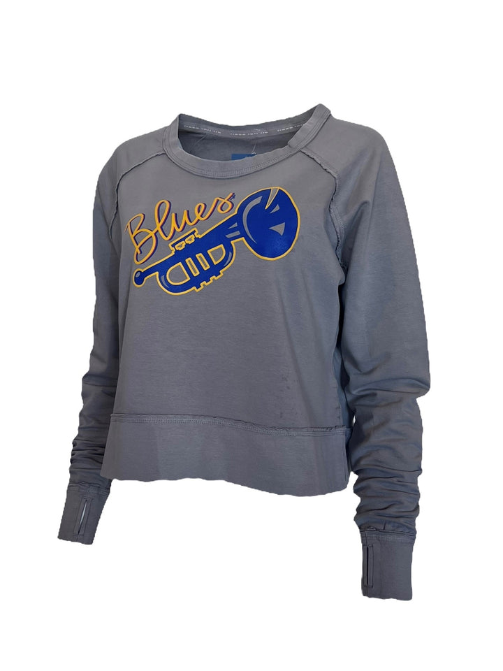 ST. LOUIS BLUES EMILY STAHL TRUMPET SCRIPTY CREW - GREY  Lusso   