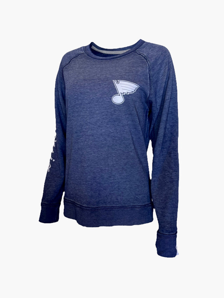 ST. LOUIS BLUES EMILY STAHL SCRIPTY NOTE CREW - BLUE  Lusso   