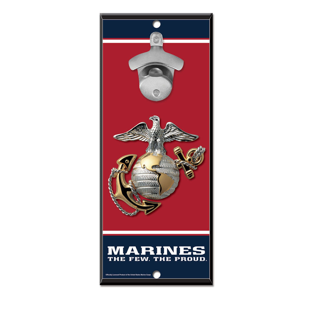 Marines WinCraft 5x11 Bottle Opener Wood Sign - STL Authentics