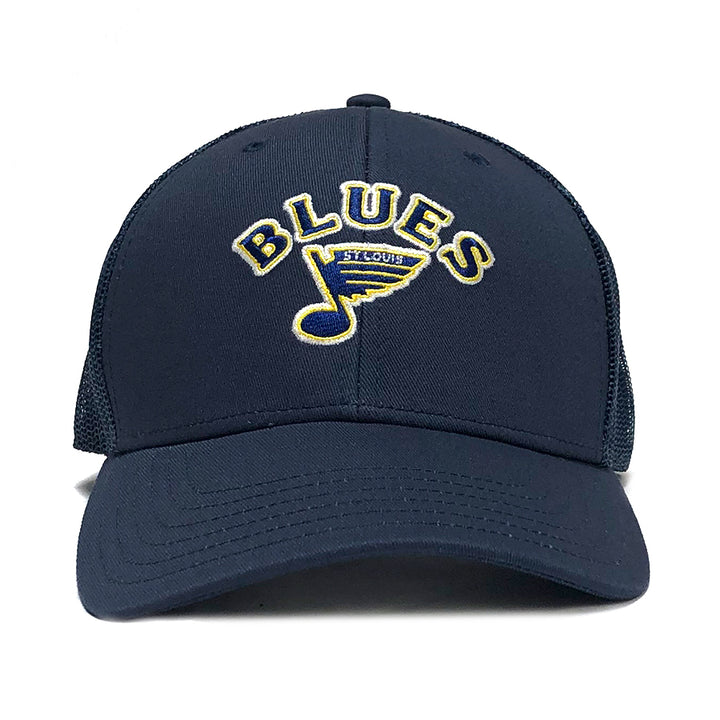 ST. LOUIS BLUES THE NORMAL BRAND 90'S ARCH TRUCKER SNAPBACK Hat The Normal Brand Navy  