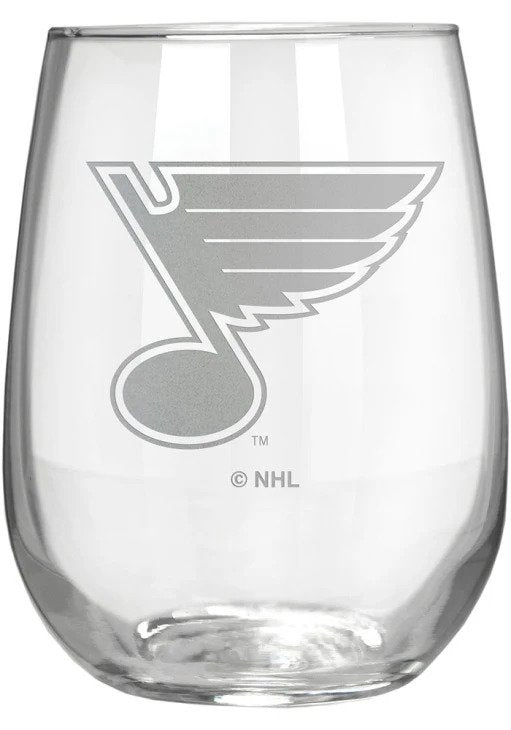 ST. LOUIS BLUES LOGO BRANDS SATIN ETCHED STEMLESS WINE GLASS
