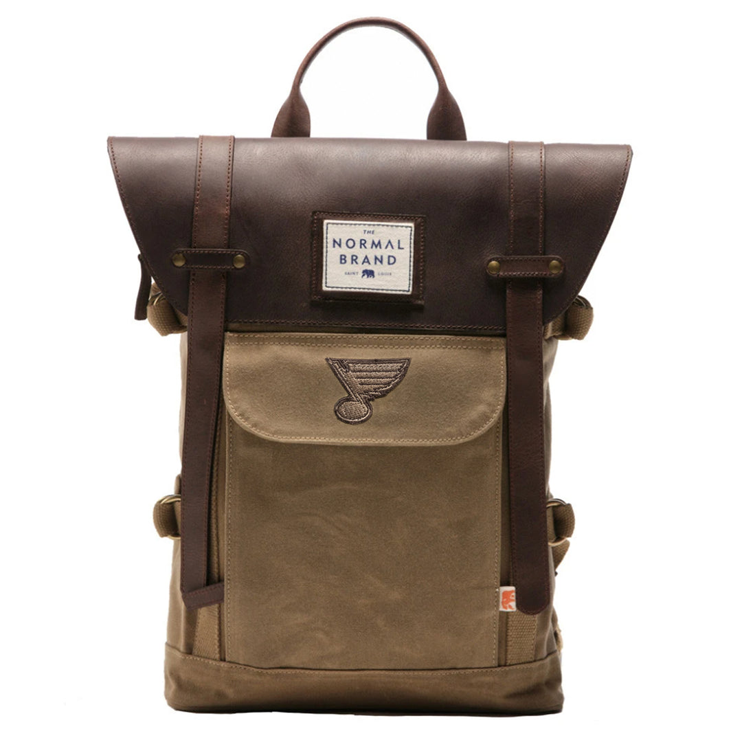 ST. LOUIS BLUES THE NORMAL BRAND TOP SIDE LEATHER BACKPACK - TAN