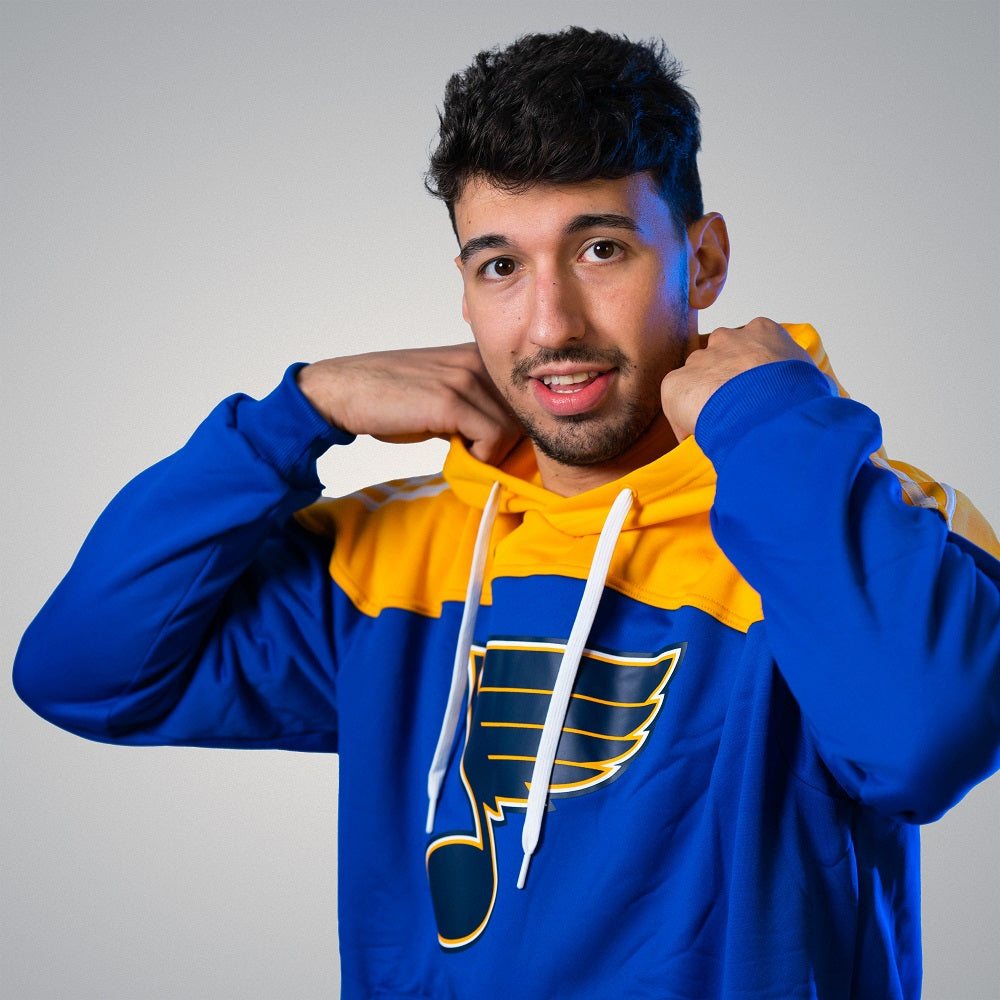 ST. LOUIS BLUES ADIDAS 3 STRIPED NOTE HOODIE - ROYAL GOLD Hoodie adidas   