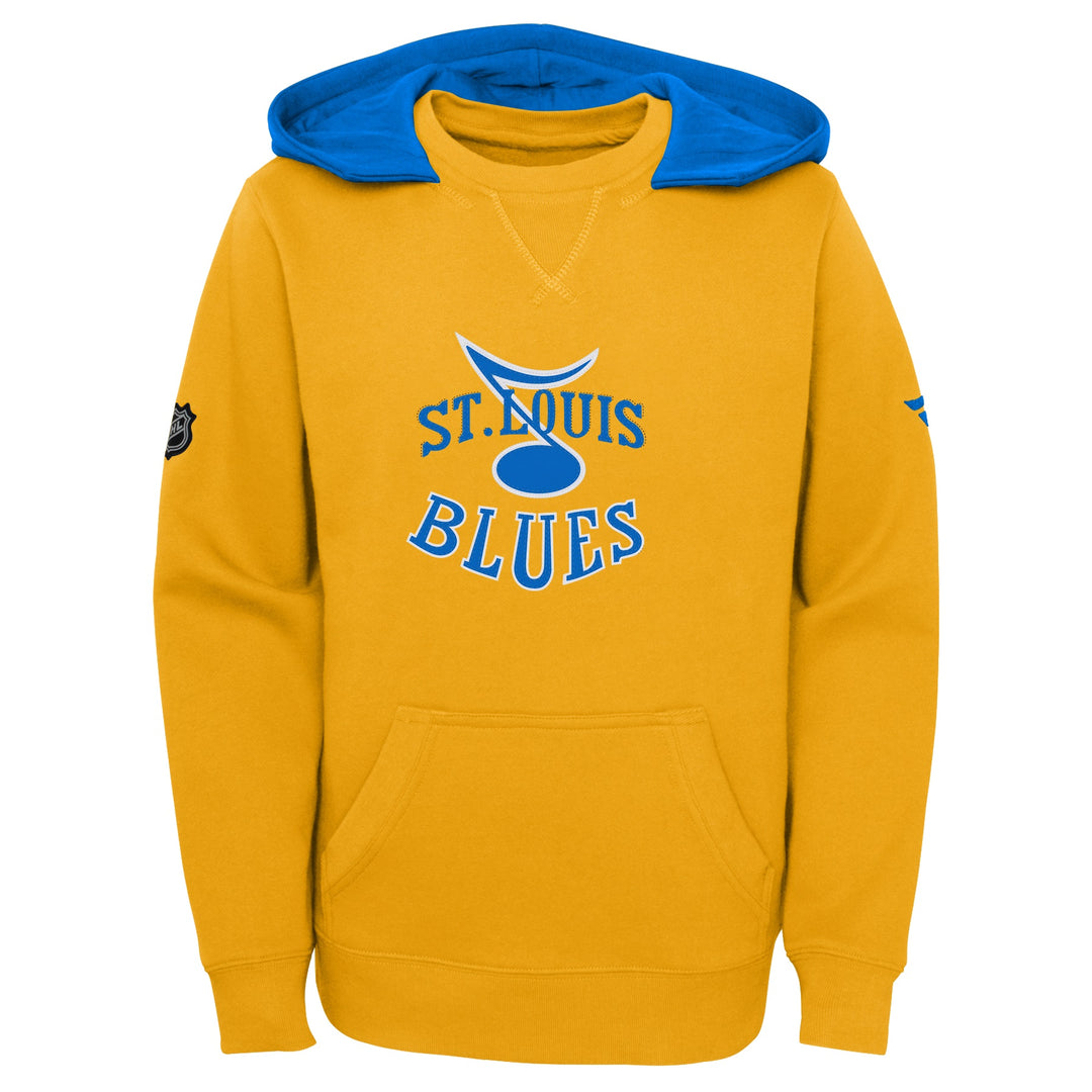 ST. LOUIS BLUES OUTERSTUFF REVERSE RETRO KIDS HOODIE - YELLOW BLUE Outerwear Outerstuff   
