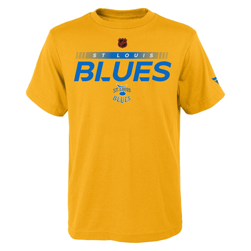 ST. LOUIS BLUES OUTERSTUFF REVERSE RETRO KIDS LOGO TEE - YELLOW T-shirt Outerstuff   