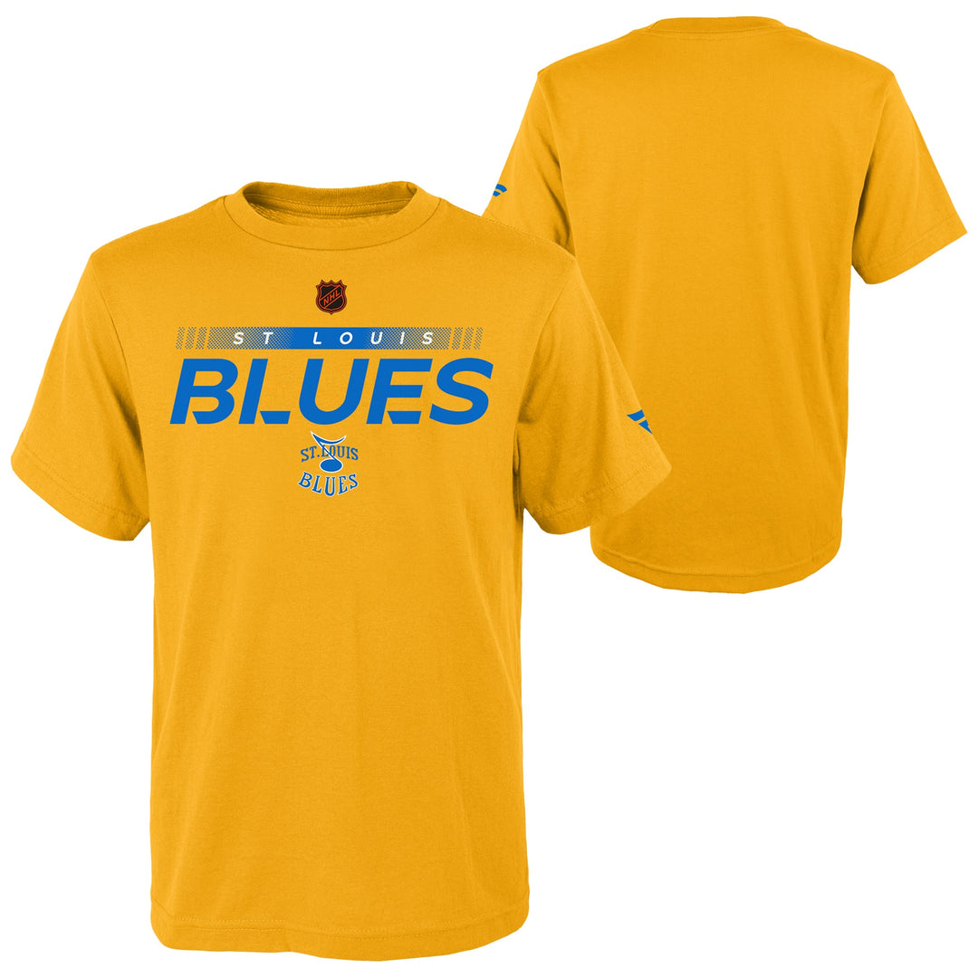 ST. LOUIS BLUES OUTERSTUFF REVERSE RETRO YOUTH LOGO TEE - YELLOW T-shirt Outerstuff   