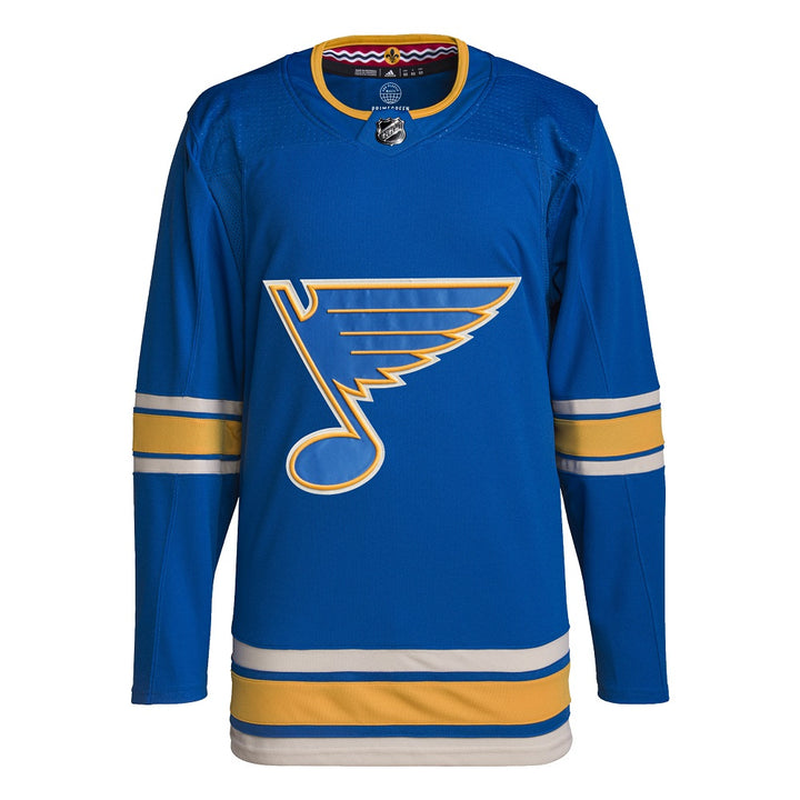 ST. LOUIS BLUES ADIDAS AUTHENTIC PRIMEGREEN HERITAGE JERSEY - AIRFORCE BLUE